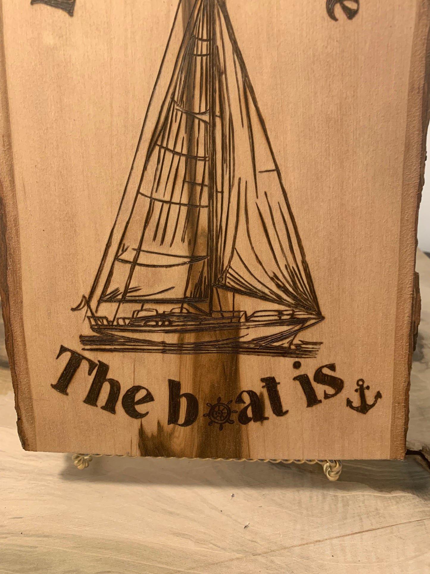 "Home is Where the Boat Is" – Woodburned Nautical Wall Art for Boat Lovers